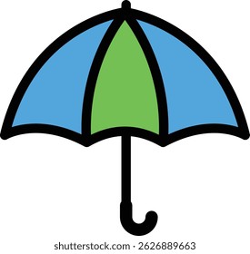 Colorful Umbrella Icon Representing Rainy Weather and Protection from Rain