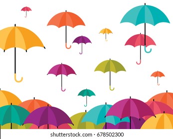 Colorful Umbrella Icons,rainy season concept isolated on white background