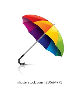 Colorful umbrella isolated on white photo-realistic vector illustration