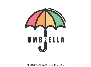 colorful umbrella logo template design and umbrella lettering in the center