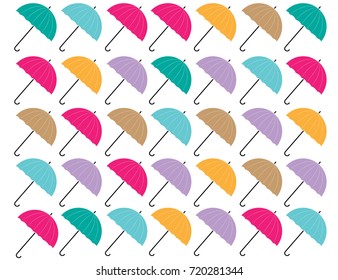 Colorful Umbrella Pattern - Illustration,Rain, white background, Climate, Environment,wallpaper