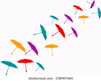 colorful umbrella patterns. white background