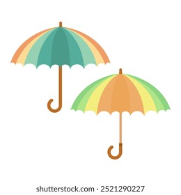 Colorful Umbrella Protection from Rain Vector. Colorful Open Umbrella Design. Umbrella Accessories.