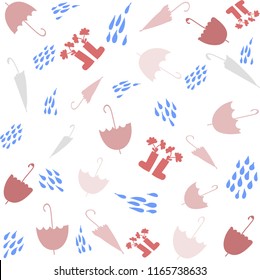 colorful umbrella and rain with a white background