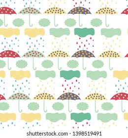 Colorful umbrella in a repeated pattern, that can be used for print, in surface design, or for web