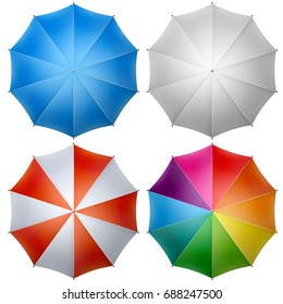 Colorful umbrella top isolated on white background vector illustration.