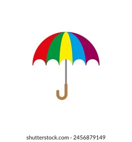 Colorful umbrella with various colors. Vector illustration on a white background.