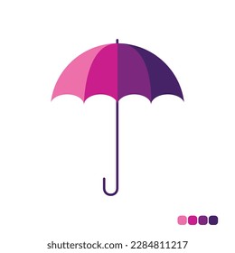 Colorful umbrella vector design. Pink, purple icon. Protect from rain and sun