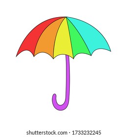Colorful umbrella. Vector flat illustration.