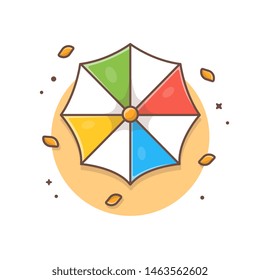 Colorful Umbrella Vector Illustration. Happy Autumn. Autumn Icon Illustration. Rain. Season. Flat Cartoon Style Suitable for Web Landing Page,  Banner, Flyer, Sticker, Wallpaper, Card, Background