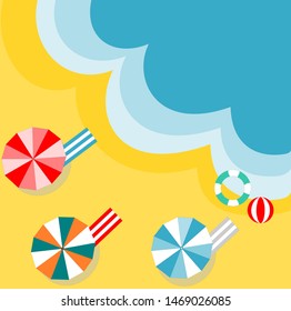
Colorful umbrellas on the beach with turquoise water, vector images