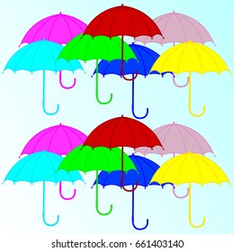 Colorful umbrellas. Pattern for decorating paper, wallpaper, fabric, background. Vector illustration.