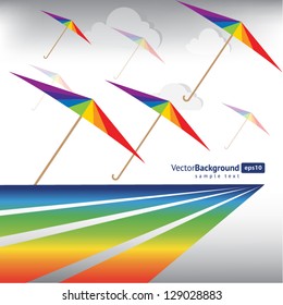colorful umbrellas. rainbow