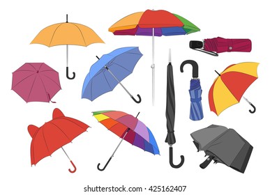 Colorful umbrellas set. Vector illustration, EPS 10