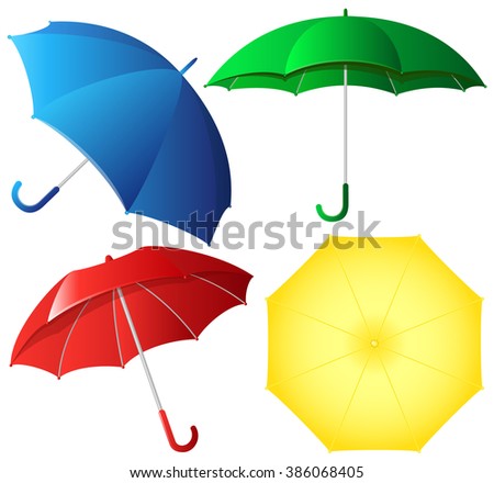 Colorful umbrellas vector set