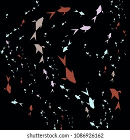 Colorful underwater background. Pattern from decorative fish.Vector