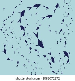 Colorful underwater background. Pattern from decorative fish.Vector