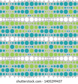 Colorful uneven bars of dots vector seamless pattern. Multicolored round spots texture abstract geometrical background. Striped pattern for fabric, wallpaper, scrapbooking projects or backgrounds.