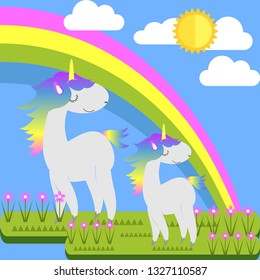 Colorful Unicorn Cute Design Poster Card Background Paper Cover