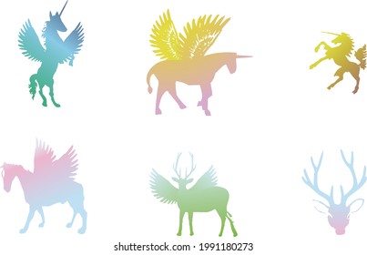 colorful Unicorn deer free vector pack