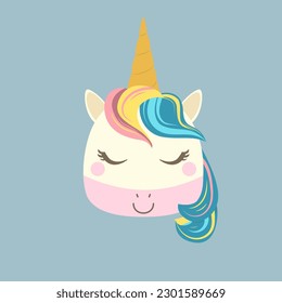 Colorful unicorn head in a modern flat style. Vector illustration
