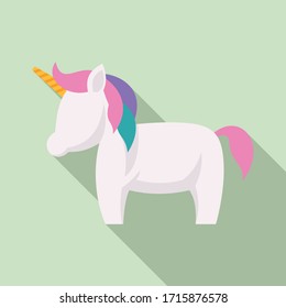 Colorful unicorn icon. Flat illustration of colorful unicorn vector icon for web design