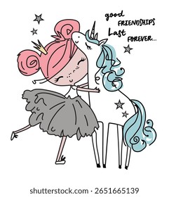 Colorful Unicorn Illustration with Rainbow and Positive Quote