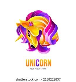 Colorful Unicorn Logo Design template