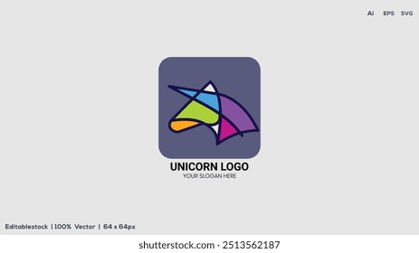 Farbiges Einhorn-Logo-Design mit Vektorgrafik