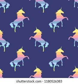 Colorful Unicorn. Magical animal rainbow seamless Pattern