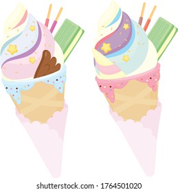 Colorful Unicorn Themed Ice cream