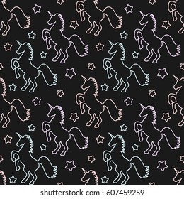 Colorful Unicorns Seamless Vector Pattern Background Illustration