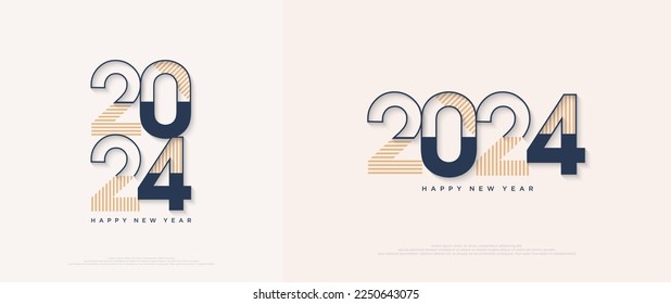 Colorful and unique design 2024 new year. Simple and clean vector design with premium colorful numbers designs.