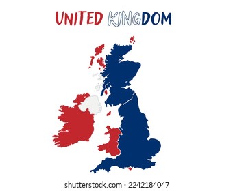 Colorful United Kingdom Map vector illustration