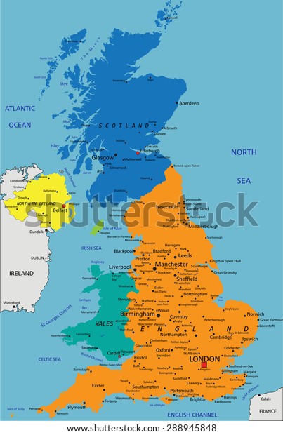 Colorful United Kingdom Political Map Clearly Stock Vector (Royalty ...