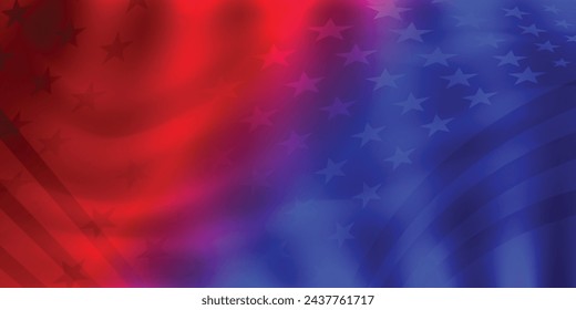 Colorful united states Banner Vector illustration, with red-blue star pattern background. Use for memorial day, Veterans Day, and 4th of July. Vector illustration.