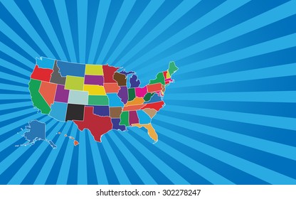 Colorful United States Map - Vector Illustration