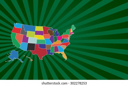 Colorful United States Map - Vector Illustration