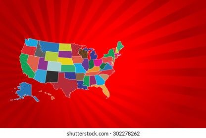 Colorful United States Map - Vector Illustration