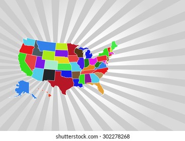 Colorful United States Map - Vector Illustration