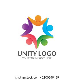plantilla vectorial del logotipo de concepto de unidad colorida