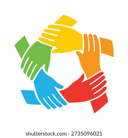 Colorful Unity Hands Symbol logo design.
