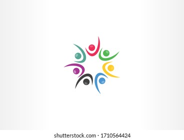 Colorful unity vector symbol logo design concept. Simple human vector logo 