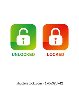 Colorful Unlocked and Locked Icon Illustration Design, Padlock Icon Logo Template Vector