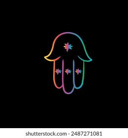 colorful upturned hand and colorful shapes inside it