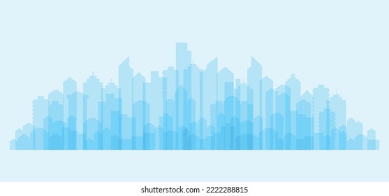 Colorful urban cityscape. Modern architecture. Horizontal banner with megapolis silhouette, abstract panorama. Great city map creator. Set of buildings. Vector illustration.