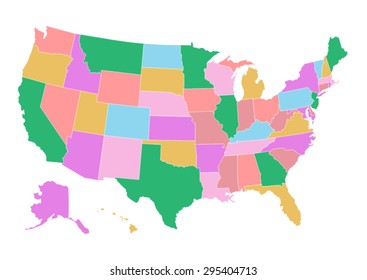 Colorful USA map with states