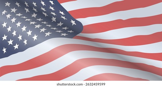 Colorful USA States Map with American Flag Background