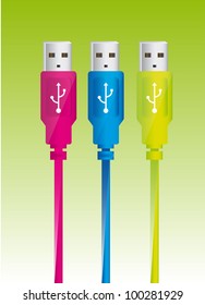 colorful usb plug over green background. vector illustration