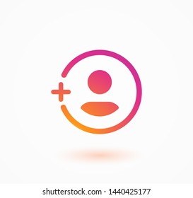 Colorful user icon with a plus. Web symbol, element, app, ui. Social media concept. Vector illustration. EPS 10